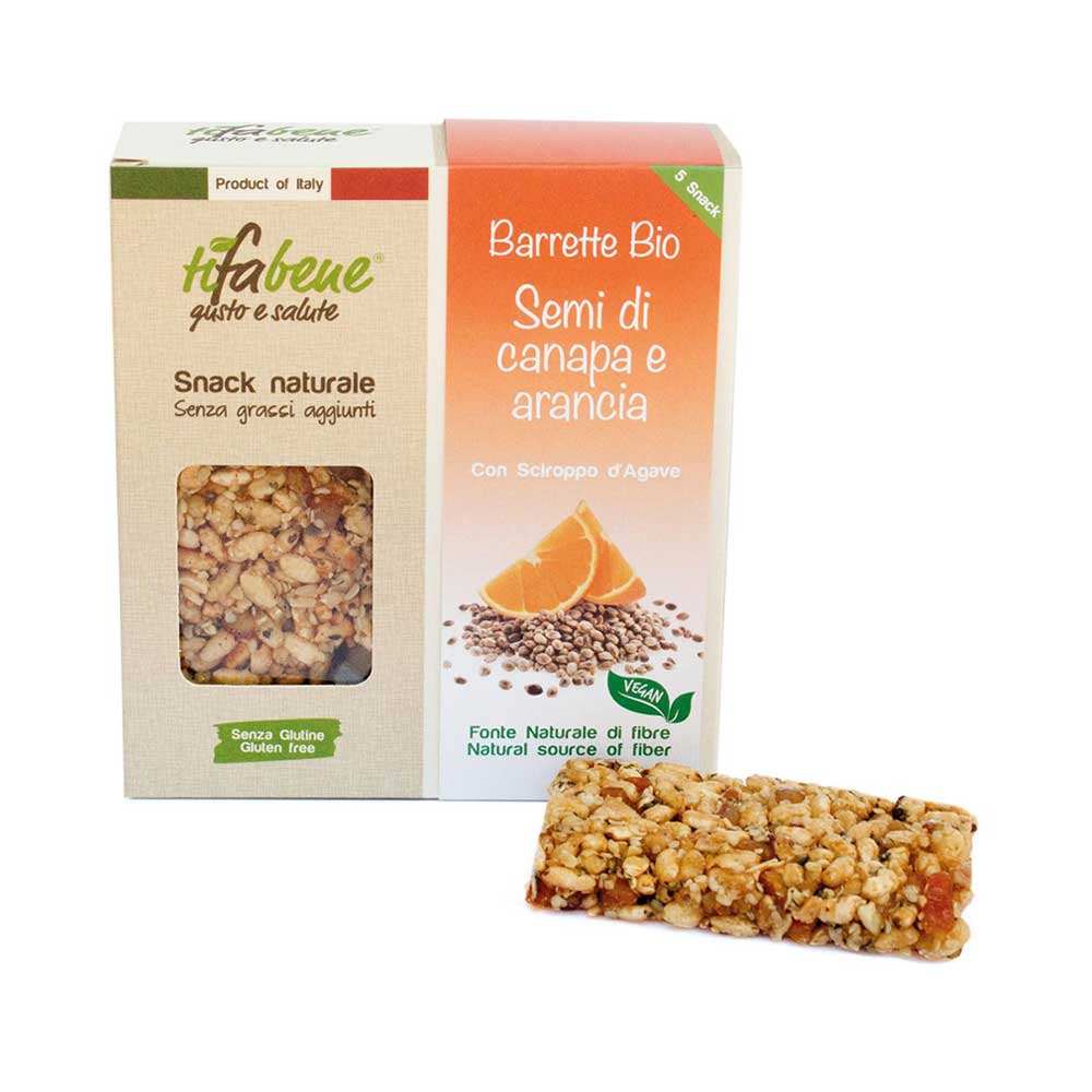 Barretta ai cereali Semi di canapa e arancia candita Bio