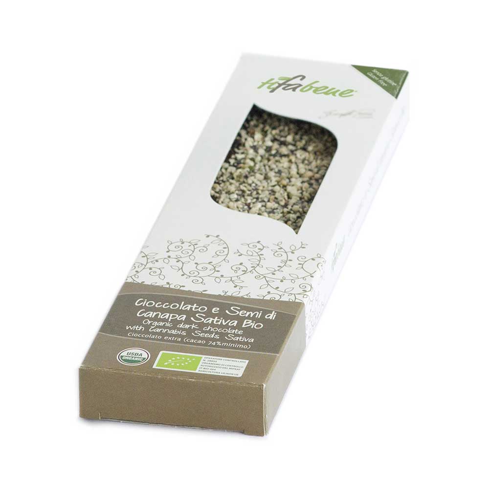 Tavoletta cioccolato e semi di canapa sativa