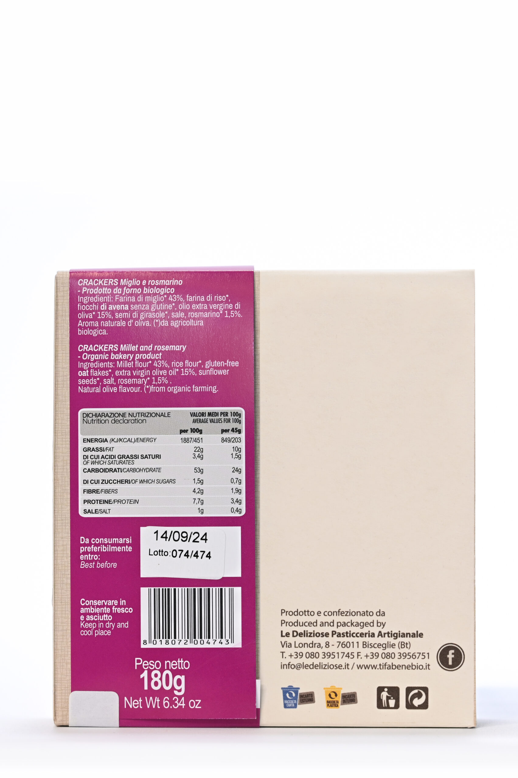 Cracker di Miglio e rosmarino 180g - immagine 2