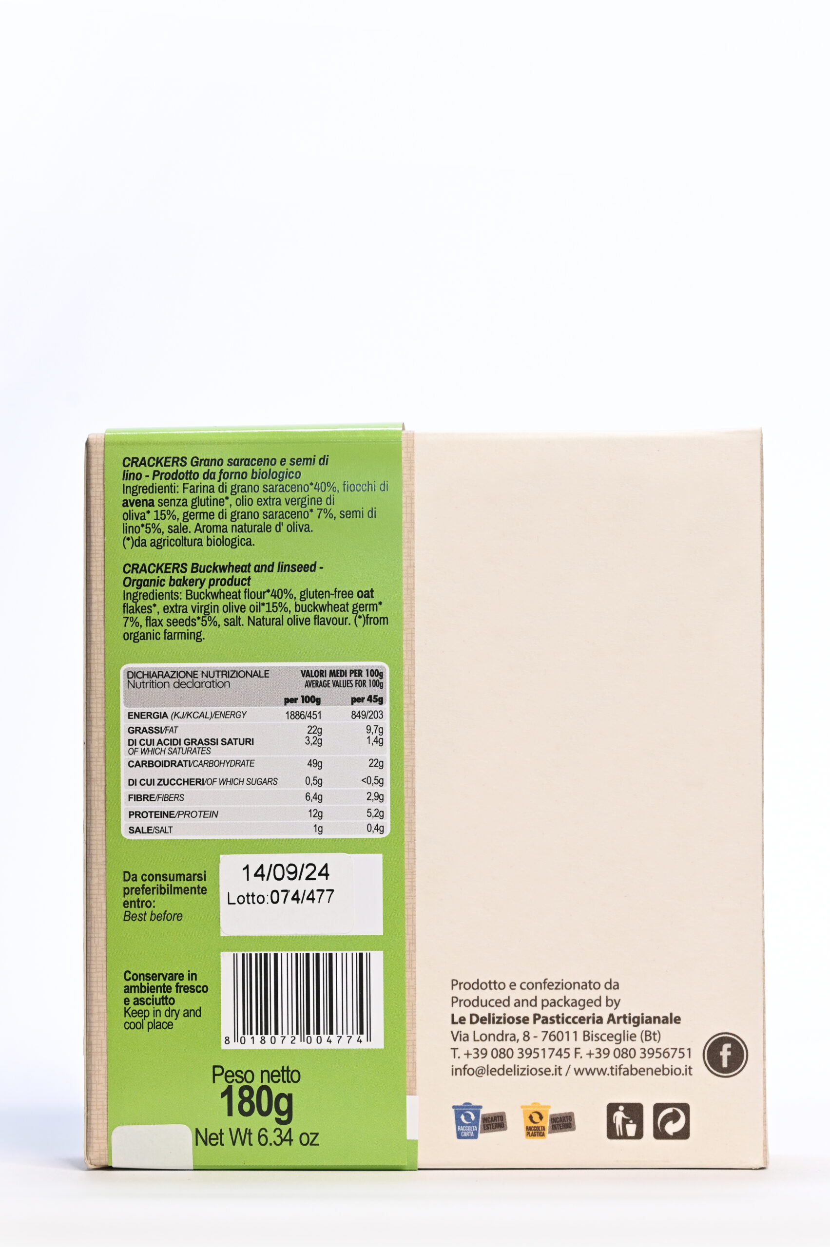 Crackers di grano saraceno e semi di lino 180g - immagine 2