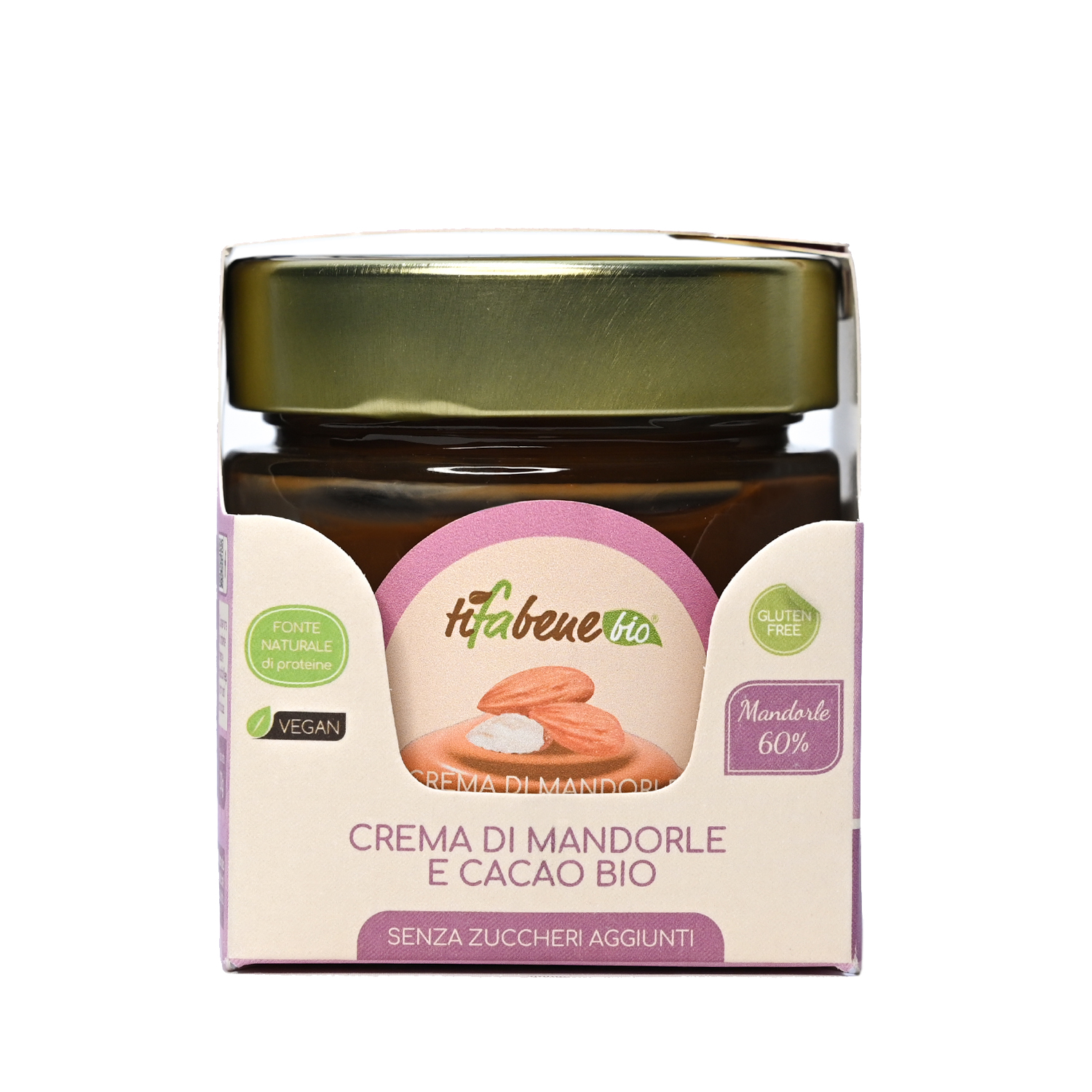 Crema di mandorle e cacao bio senza zuccheri aggiunti